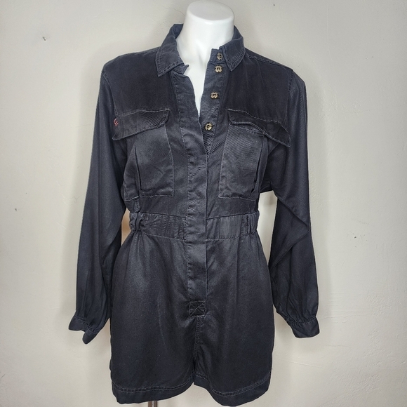BDG Urban Outfitters Atticus Long Sleeve Coverall Romper Black Size Medium - Picture 1 of 11